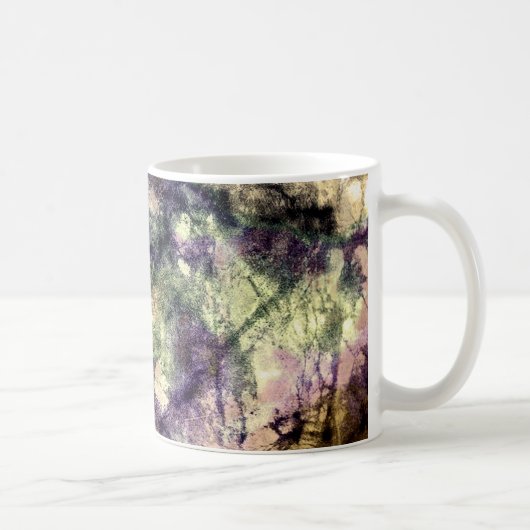 紫色のピンクグリーン黒カラフル抽象芸術 グランジ コーヒーマグカップ (右)
