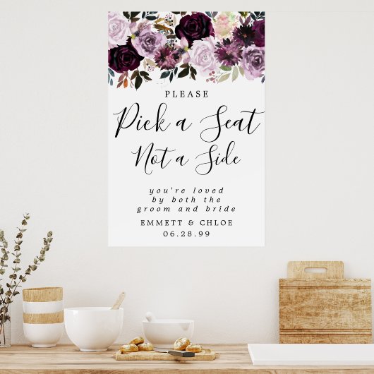 紫色のピンクサイドのサインではなくシートを選結婚択する ポスター (キッチン)