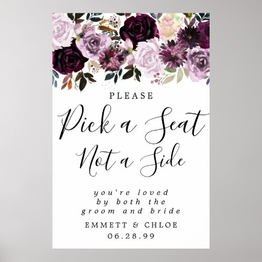 紫色のピンクサイドのサインではなくシートを選結婚択する ポスター (正面)