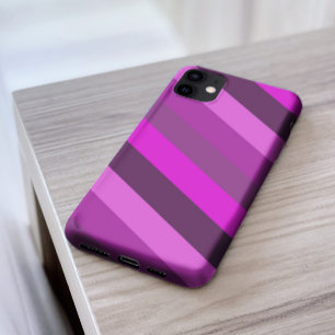紫色のピンクストライプ色のモノクロパターン美学 iPhone 11 ケース