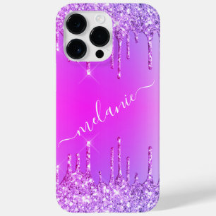 紫色のピンクネオンiPhoneケースと名前をカスタムする Case-Mate iPhone 14 Pro Maxケース