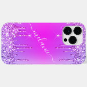 紫色のピンクネオンiPhoneケースと名前をカスタムする Case-Mate iPhoneケース (裏面 (横))