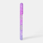 紫色のピンクネオンiPhoneケースと名前をカスタムする iPhone 16ケース (右側面)