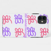 紫色のピンクバタフライドードルパターン追加の名前の文字 Case-Mate iPhoneケース (裏面(横))