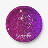 紫色のピンクバチェロレッテ |ブライダルパーティ ペーパープレート (正面)