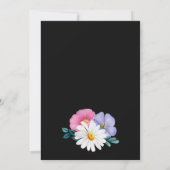 紫色のピンクフローラオン結婚ブラック 招待状 (裏面)