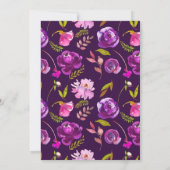 紫色のピンクフローラ水の色の退職パーティー 招待状 (裏面)