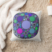 紫色のピンクブルーグリーンのフラクタル円 クッション (ブランケット)