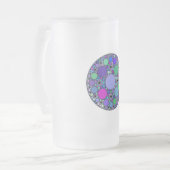 紫色のピンクブルーグリーンのフラクタル円 フロストグラスビールジョッキ (正面左)