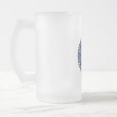 紫色のピンクブルーグリーンのフラクタル円 フロストグラスビールジョッキ (左)