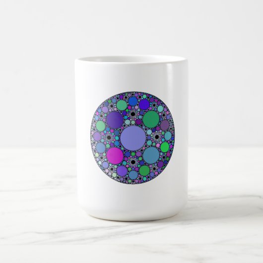 紫色のピンクブルーグリーンのフラクタル円 モーフィングマグカップ (中央)