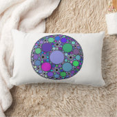 紫色のピンクブルーグリーンのフラクタル円 ランバークッション (ブランケット)