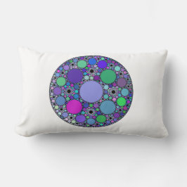 紫色のピンクブルーグリーンのフラクタル円 ランバークッション