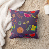 紫色のピンクモダンフローラ クッション (ブランケット)