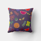 紫色のピンクモダンフローラ クッション (裏面)