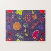 紫色のピンクモダンフローラ ジグソーパズル (横)