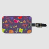 紫色のピンクモダンフローラ ラゲッジタグ (正面横)