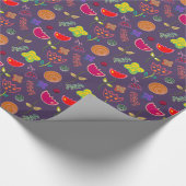 紫色のピンクモダンフローラ ラッピングペーパー (角)