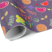 紫色のピンクモダンフローラ ラッピングペーパー (ロールコーナー)