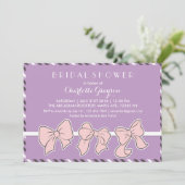 紫色のピンクリボンボーズブライダルシャワー招待 招待状 (スタンド正面)