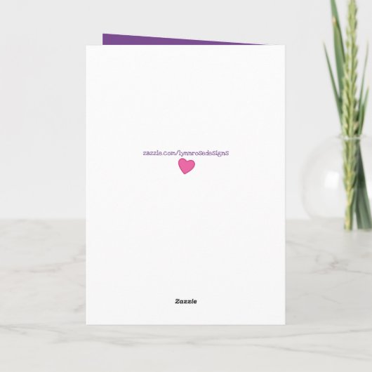 紫色のピンク子供へ色の水玉模様の写真 カード (裏面)