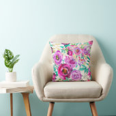 紫色のピンク明るい花カラフルのパタモダンーン クッション (椅子)