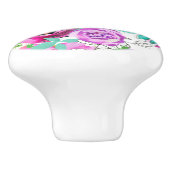 紫色のピンク明るい花カラフルのパタモダンーン セラミックノブ (側面)