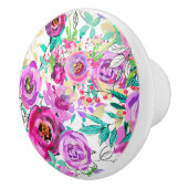 紫色のピンク明るい花カラフルのパタモダンーン セラミックノブ (右)