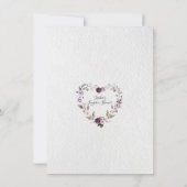 紫色のピンク牡丹の花金ゴールドランジェリーシャワー 招待状 (裏面)