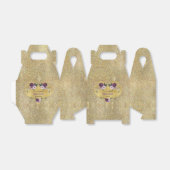 紫色のピンク牡丹の花金ゴールド結婚グリッター フェイバーボックス (折り畳みなし)