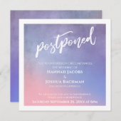 紫色のピンク色のグラデーション延期結婚カード 招待状 (正面/裏面)