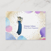 紫色のピンク色のバルーンスタイリッシュパーティー開催者 名刺 (正面)