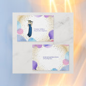 紫色のピンク色のバルーンスタイリッシュパーティー開催者 名刺