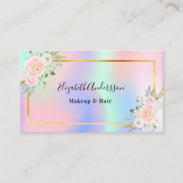 紫色のピンク色のホログラフィックフローラ写真qrコード 名刺