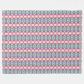 紫色のピンク色の幾何学的パターン フリースブランケット (正面(横))
