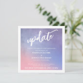 紫色のピンク色の延期された結婚更新カード 招待状 (スタンド正面)