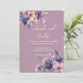 紫色のピンク色の花を結婚式招待状 招待状 (スタンド正面)