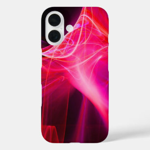 紫色のピンク色の赤のフラクタル渦巻き iPhone 16ケース