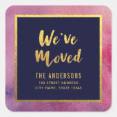 紫色のピンク色の金ゴールド引っ越しましたアドレス スクエアシール (正面)