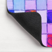 紫色のピンク色の青いハートギンガムマウスパッド マウスパッド (コーナー)