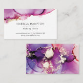 紫色のピンク金ゴールド水色インク名刺 名刺 (正面/裏面)