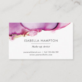 紫色のピンク金ゴールド水色インク名刺 名刺