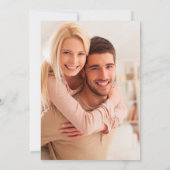 紫色のピンク金ゴールド水色フローラスクリプト写真 招待状 (裏面)