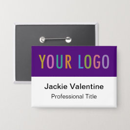 紫色のピンバックボタンバッジ会社ロゴ名タグ 缶バッジ