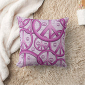 紫色のピースサインの枕 クッション (ブランケット)