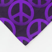 紫色のピースサインパターン フリースブランケット (角)