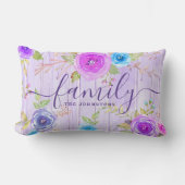 紫色のファミリーフローラ素朴な木水のカラースクリプト ランバークッション (正面)