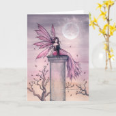 紫色のファンタジーの妖精のブランクの挨拶状 カード (黄色い花)