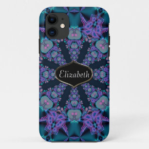 紫色のファンタジーフラクタル名前をカスタムするiPhone 5ケース iPhone 11 ケース