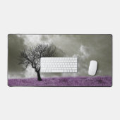紫色のフィールドグレイ芸術的スカイ自然写真 デスクマット (キーボード&マウス)